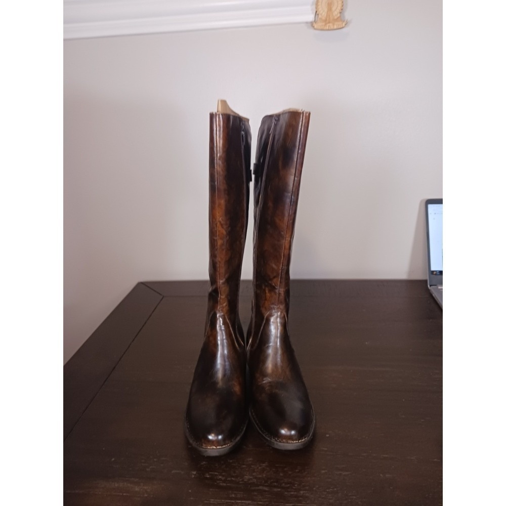 Born Gibb Tall Riding Boots Womens 7.5 Brown Leather Wide Calf Equestrian New - Picture 7 of 9